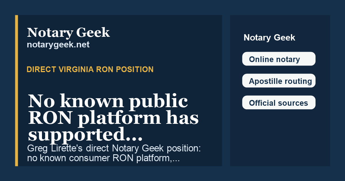 No Known Virginia RON Platform Has Supported Statutory Biometrics ...